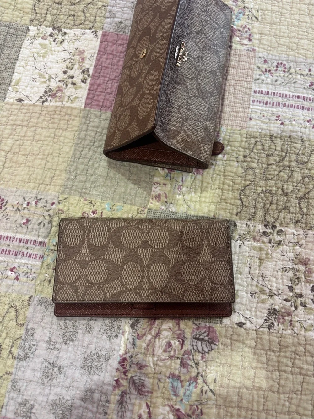 Coach Brown Signature Canvas Continental Wallet